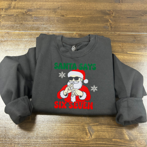 Siuvinėtas džemperis "Santa says 6-7"