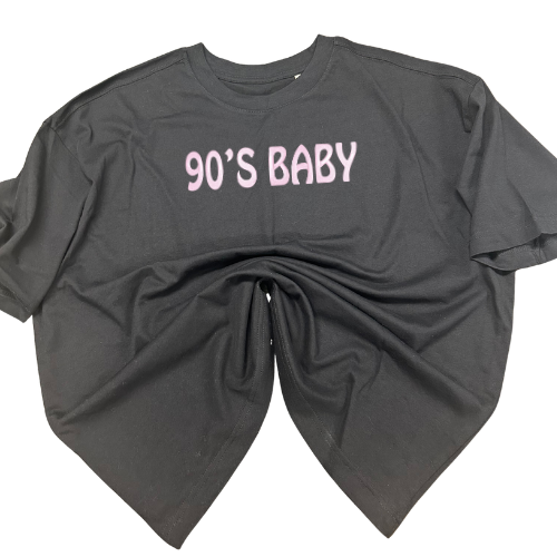 Marškinėliai su užrašu "90's Baby"