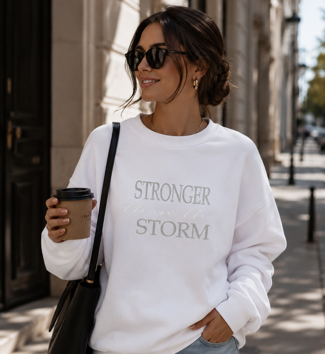 Embroidered sweatshirt "Stronger than the storm"