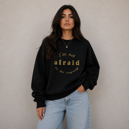 Sweatshirt with embroidered inscription "I'm not afraid to be myself"