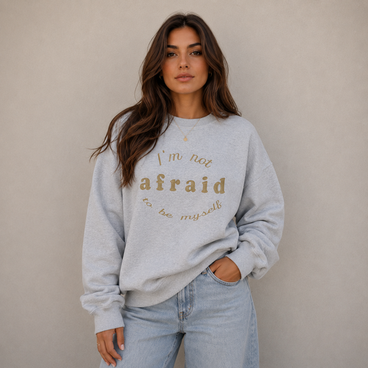 Sweatshirt with embroidered inscription "I'm not afraid to be myself"