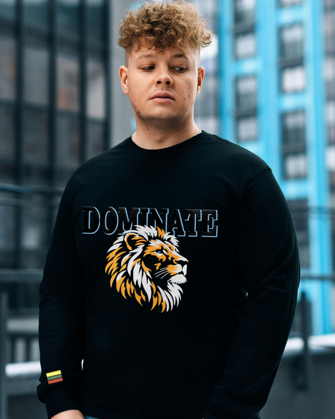 Siuvinėtass juodas džemperis "DOMINATE"
