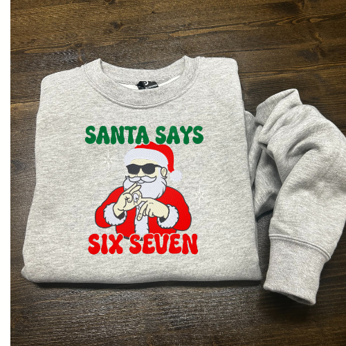 Siuvinėtas džemperis "Santa says 6-7"